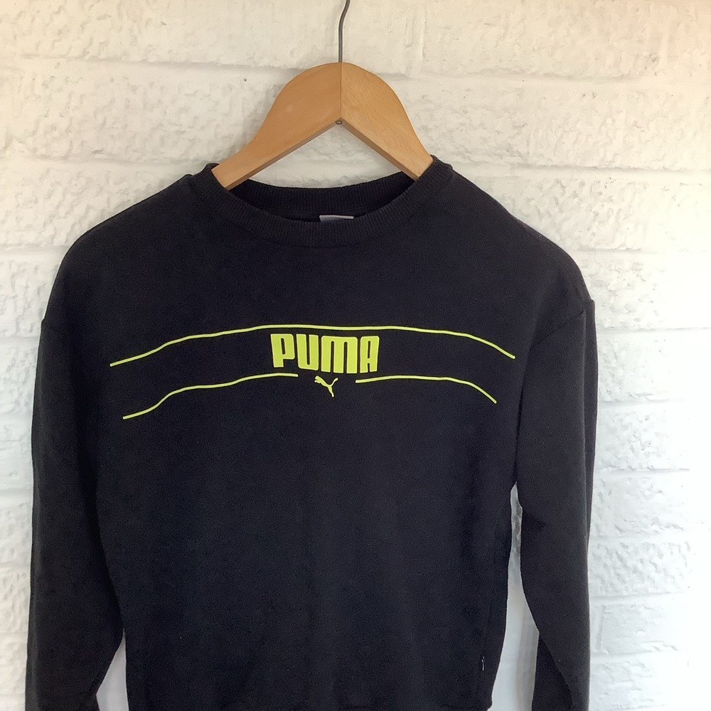 Puma Sweatshirt- Size XS - Black & Yellow - Cotton - P2P 20” - Picture 6 of 8